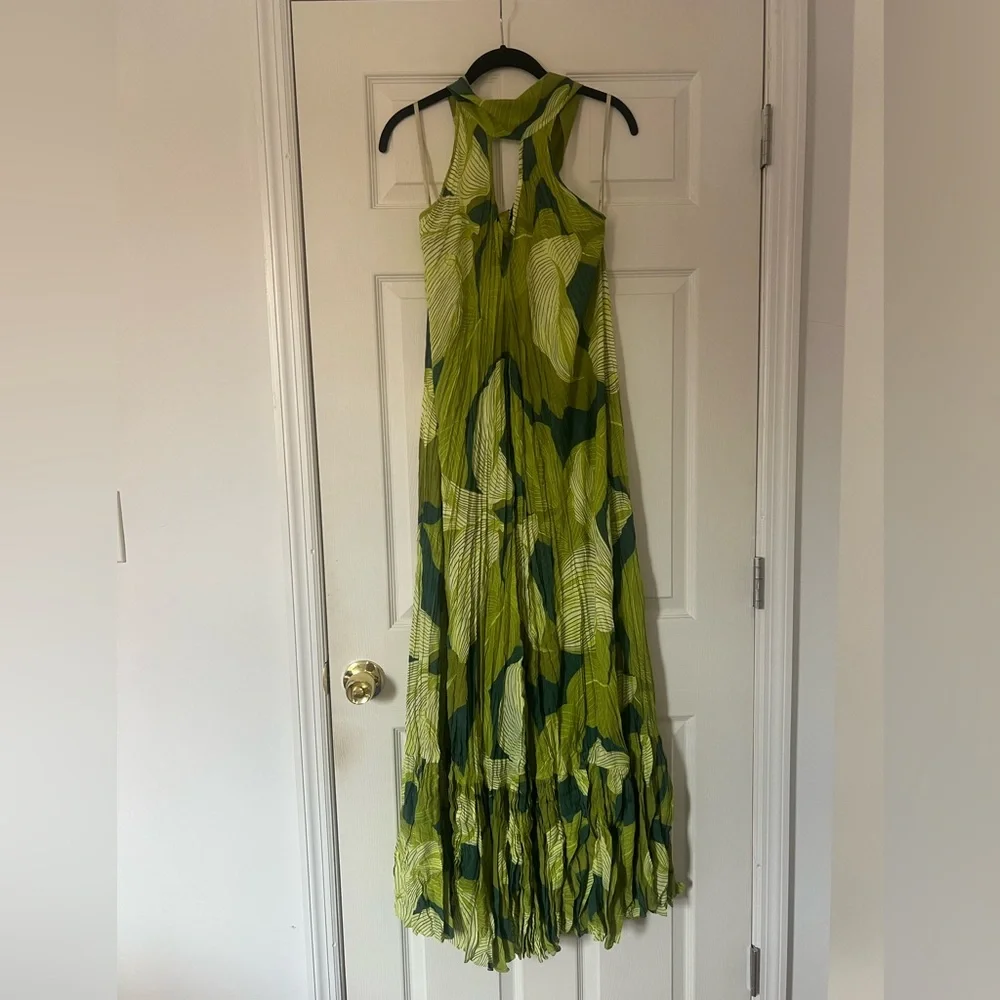 NWT Vicky Tcherassi Azul Green Leaf Print Dress - Picture 4 of 7